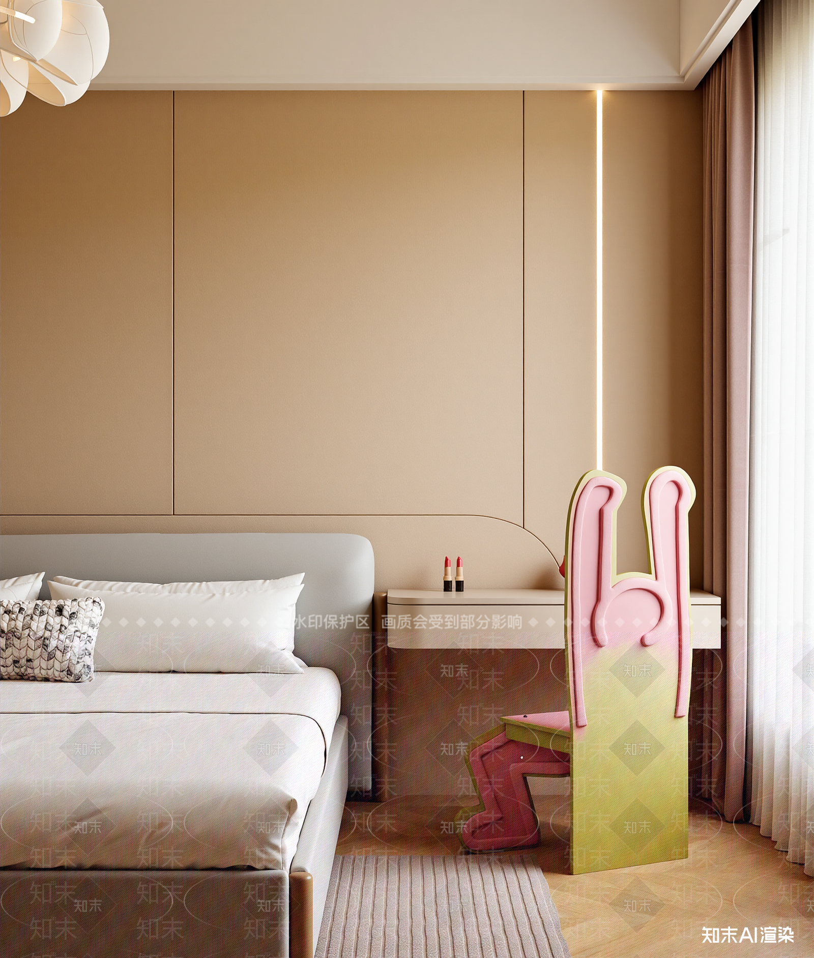 奶油女孩房3D模型下载【ID:1214955803】