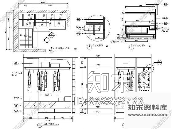 图块/节点卧室衣柜详图施工图下载【ID:832252733】