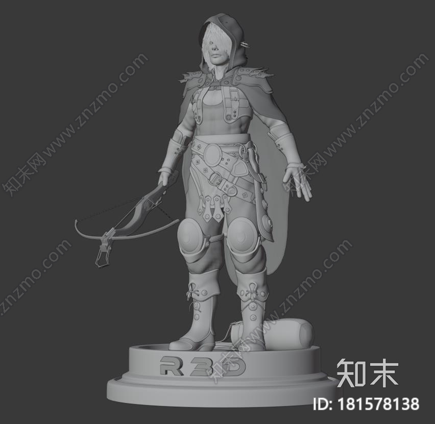 中世纪战士白模CG模型下载【ID:181578138】