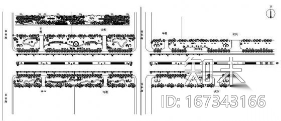 某城市道路绿化设计平面图施工图下载【ID:167343166】