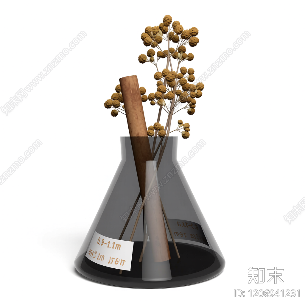 花瓶干花装饰摆件3D模型下载【ID:1206941231】