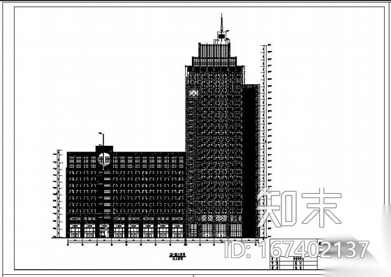 某国际大酒店幕墙全套图纸cad施工图下载【ID:167402137】