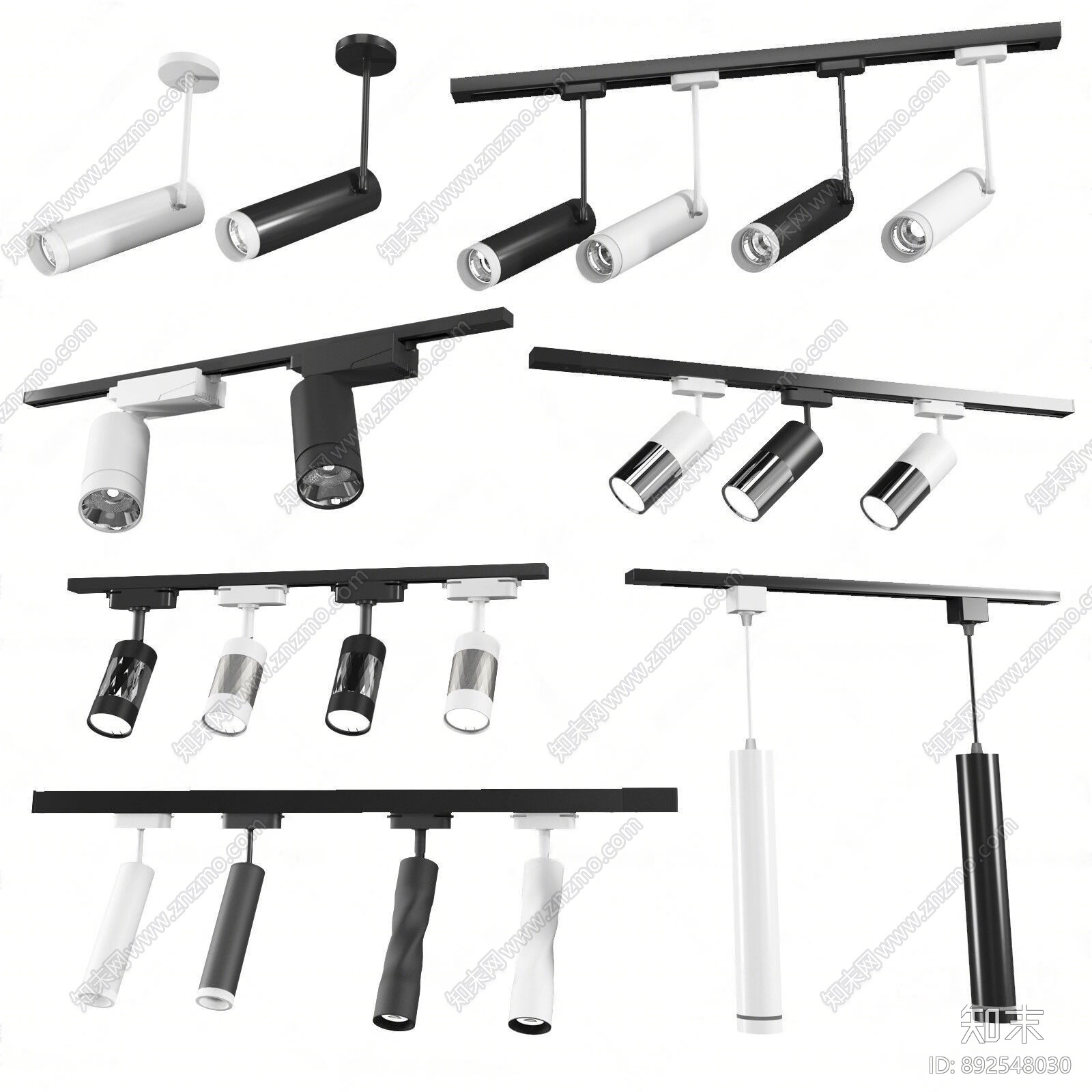 现代轨道筒灯射灯3D模型下载【ID:892548030】