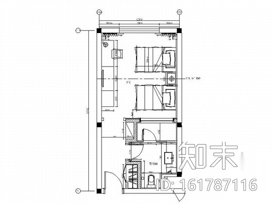 [青岛]特色禅意酒店新中式标准间装修施工图（含效果）cad施工图下载【ID:161787116】