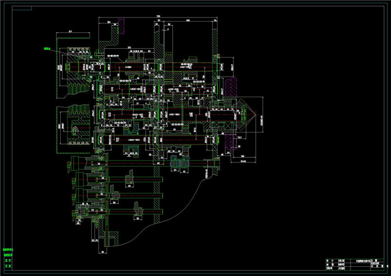 车床传动系统变速箱展开图CAD机械图纸施工图下载【ID:149758174】