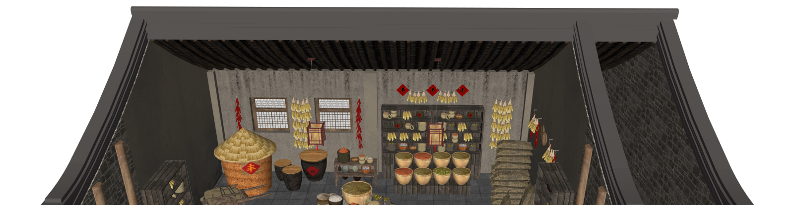中式集市SU模型下载【ID:1216037419】