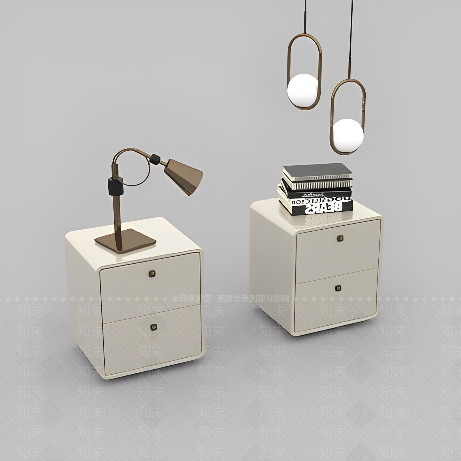 现代床头柜免费3D模型下载【ID:1123252491】