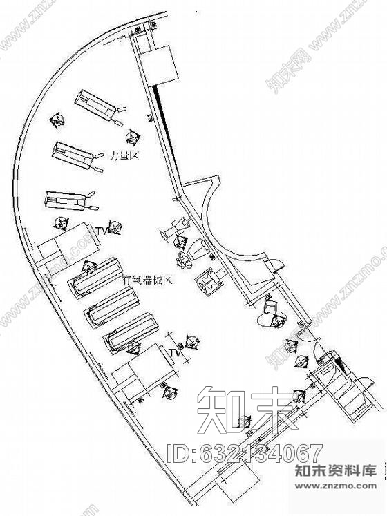 施工图小型健身房室内设计图cad施工图下载【ID:632134067】
