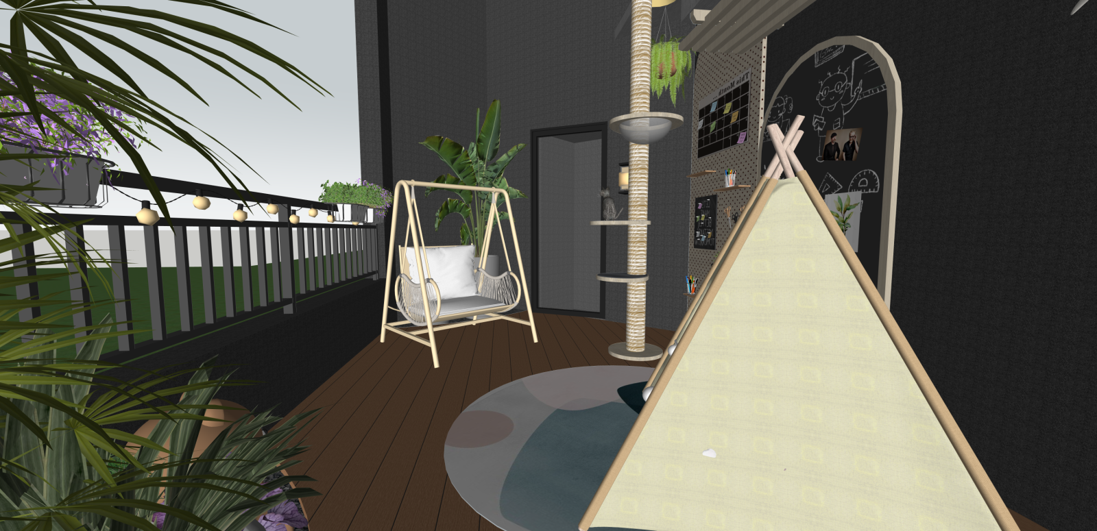 现代屋顶花园SU模型下载【ID:1216029701】