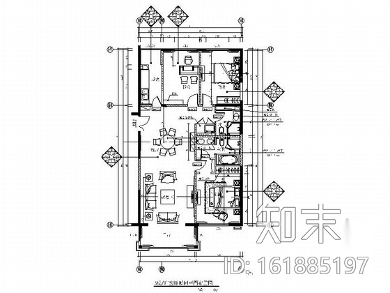 [北京]三环内国际公寓现代三居室室内装修图（含效果）施工图下载【ID:161885197】