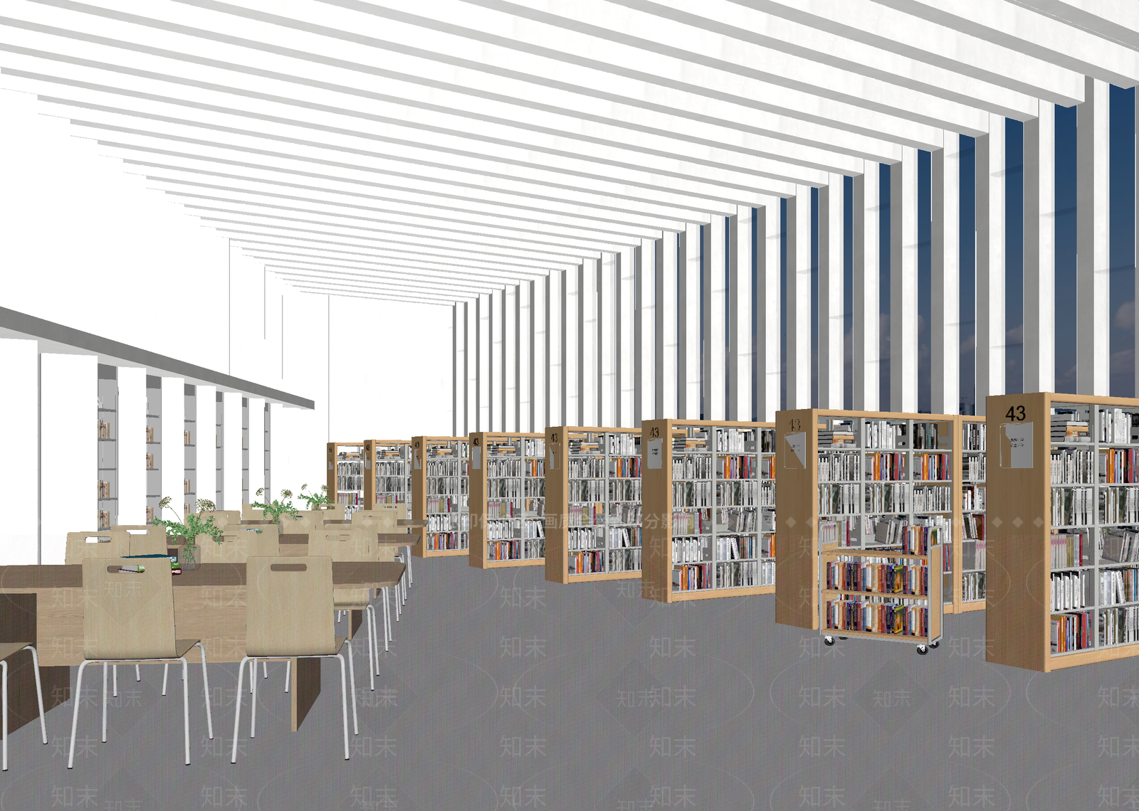 现代图书馆3D模型下载【ID:1215055668】