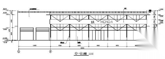 东风本田展厅建筑图cad施工图下载【ID:165143173】