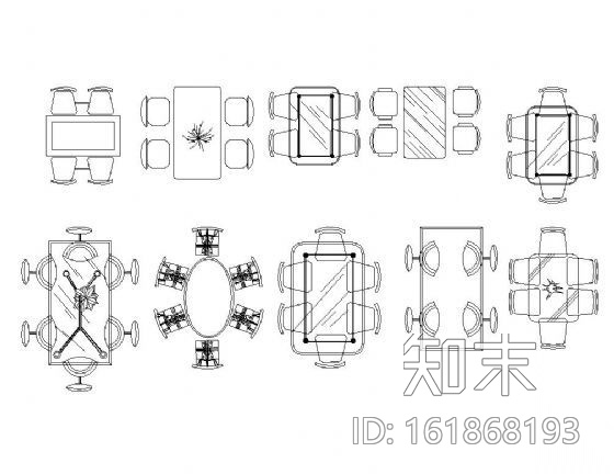 家居各式餐桌平面图块施工图下载【ID:161868193】