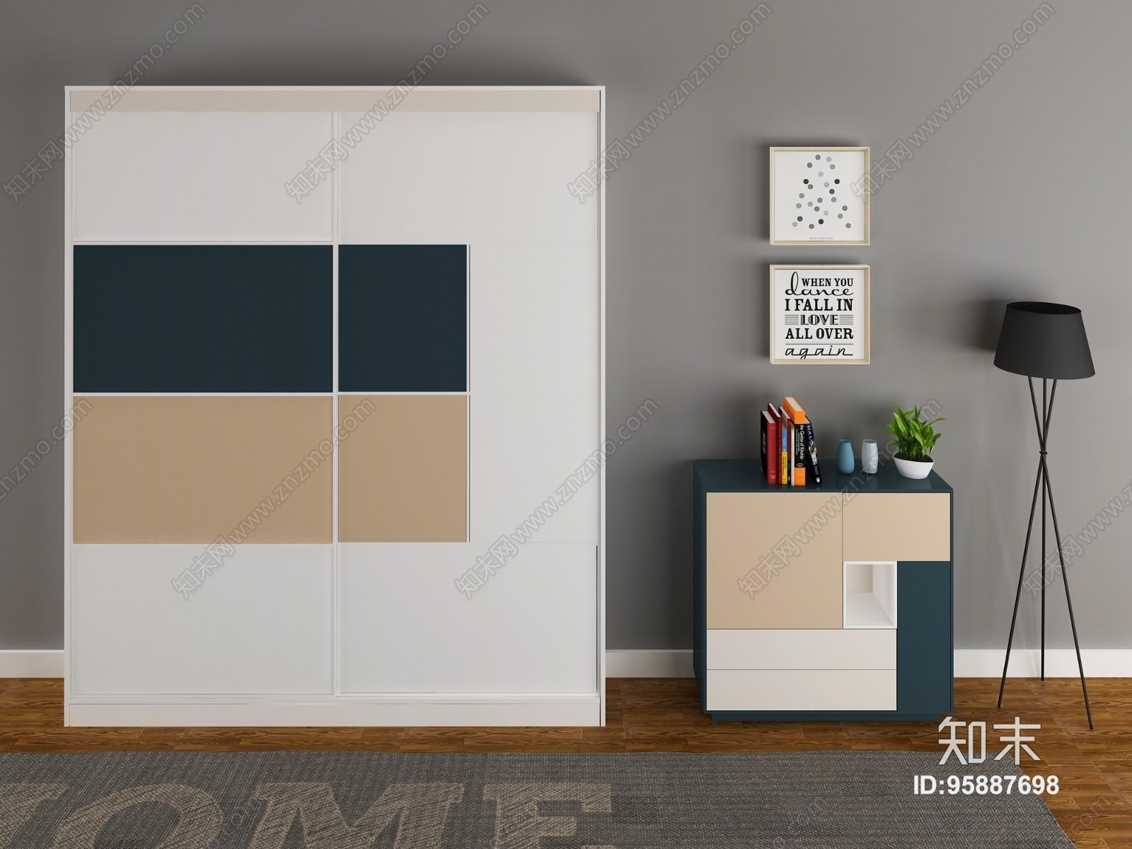2011版本现代衣柜鞋柜组合3D模型下载【ID:95887698】