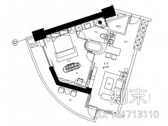 现代酒店式公寓B户型室内装修图施工图下载【ID:161713110】