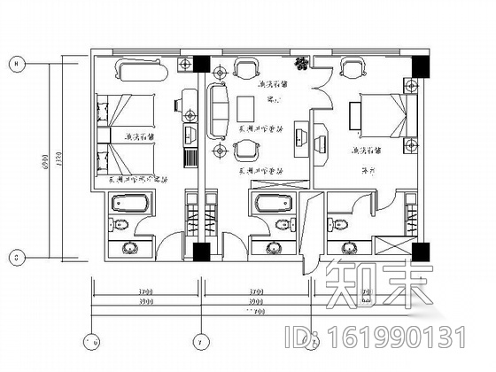 某大酒店美洲风情套房装修图（含效果）cad施工图下载【ID:161990131】