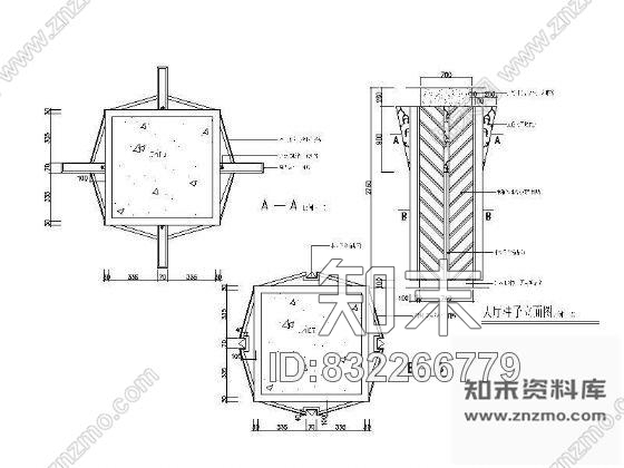 图块/节点酒店造型柱详图cad施工图下载【ID:832266779】