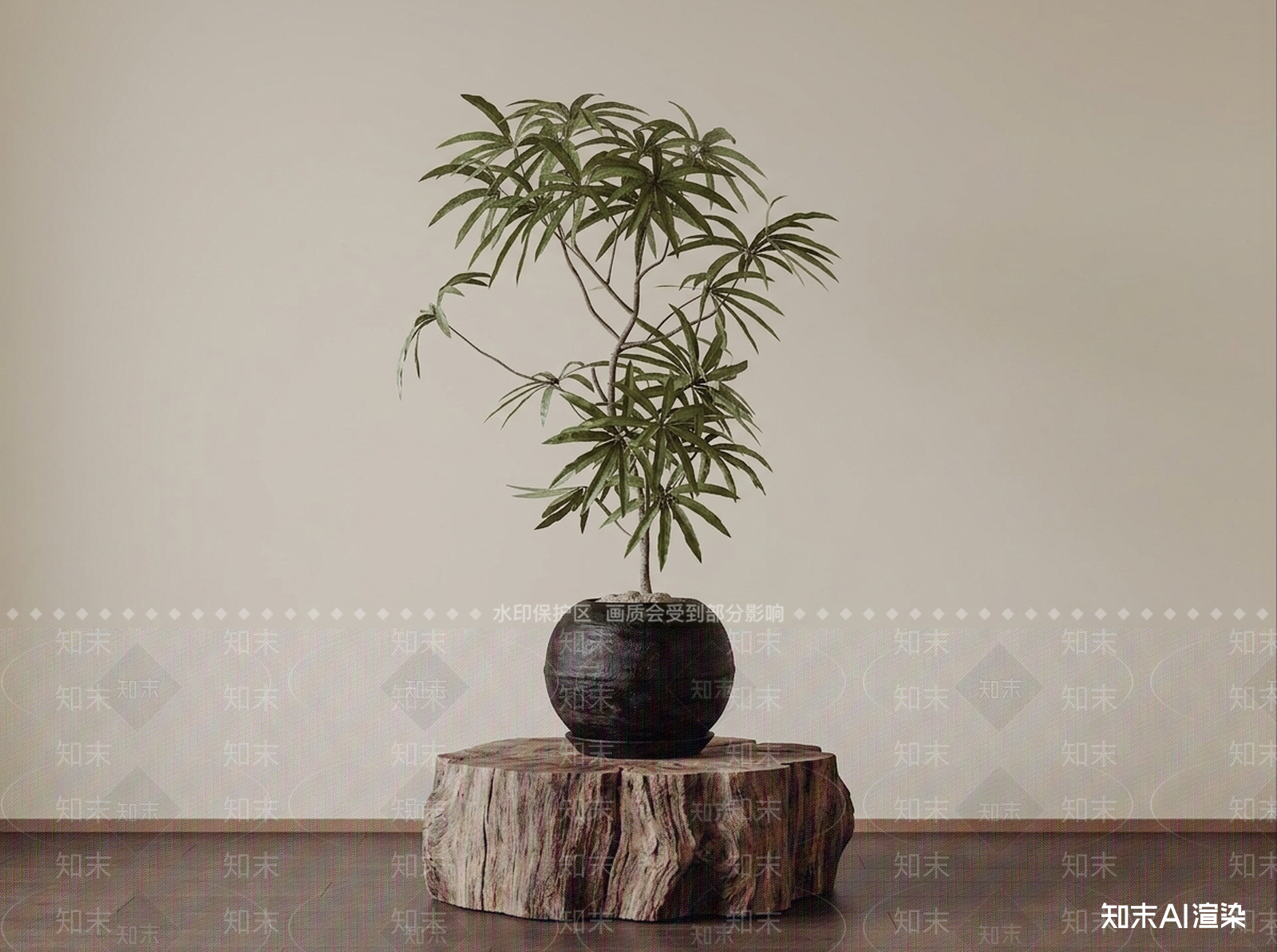 艺术绿植盆栽3D模型下载【ID:1227358950】