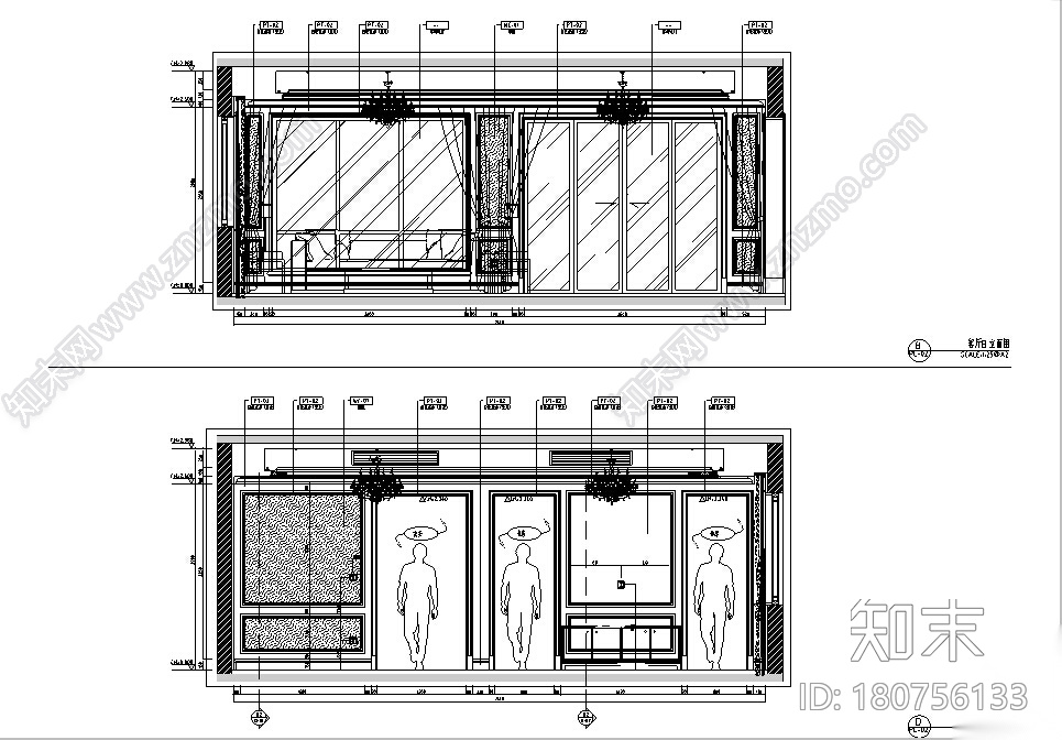 [上海]一套完整的法式样板间设计施工图（含效果图）cad施工图下载【ID:180756133】