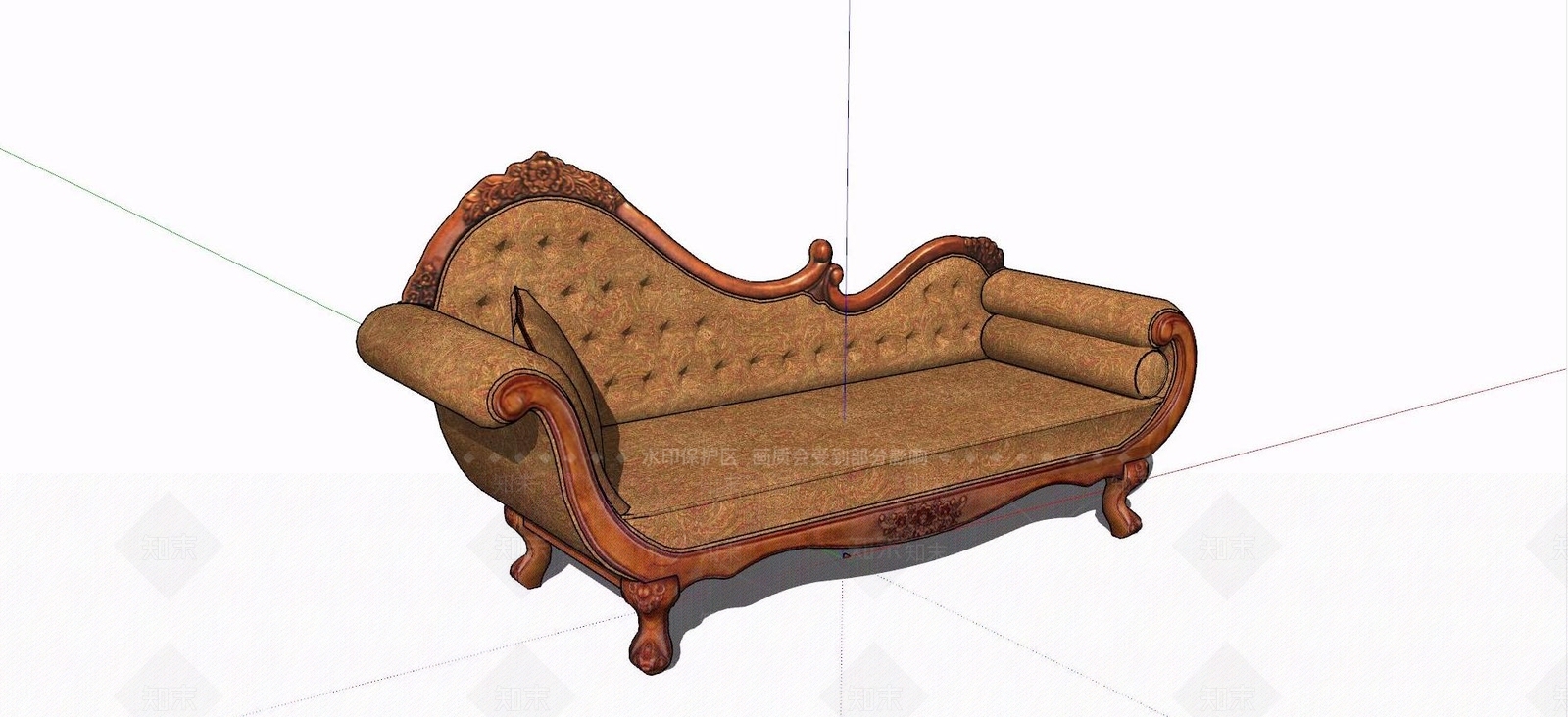 欧式布艺贵妃椅SU模型下载【ID:1123991328】