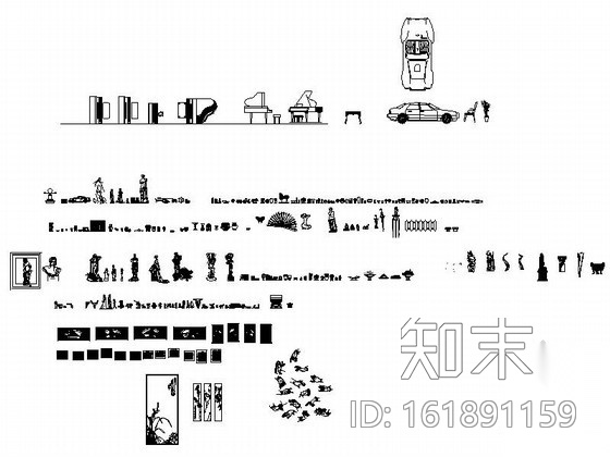 室内摆件CAD图块cad施工图下载【ID:161891159】