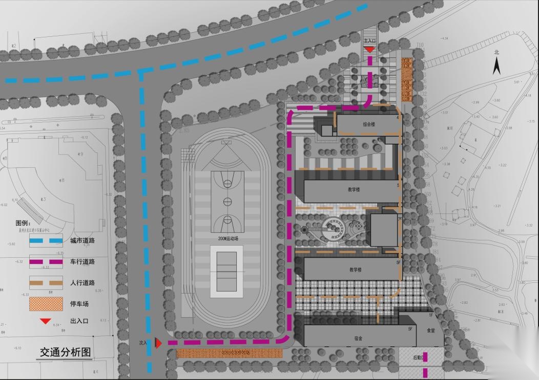 [福建]五层现代风格红砖外墙18班小学建筑设计方案文本cad施工图下载【ID:165608176】