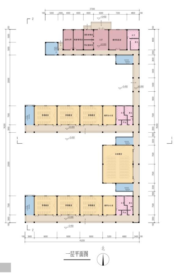 [福建]五层现代风格红砖外墙18班小学建筑设计方案文本cad施工图下载【ID:165608176】