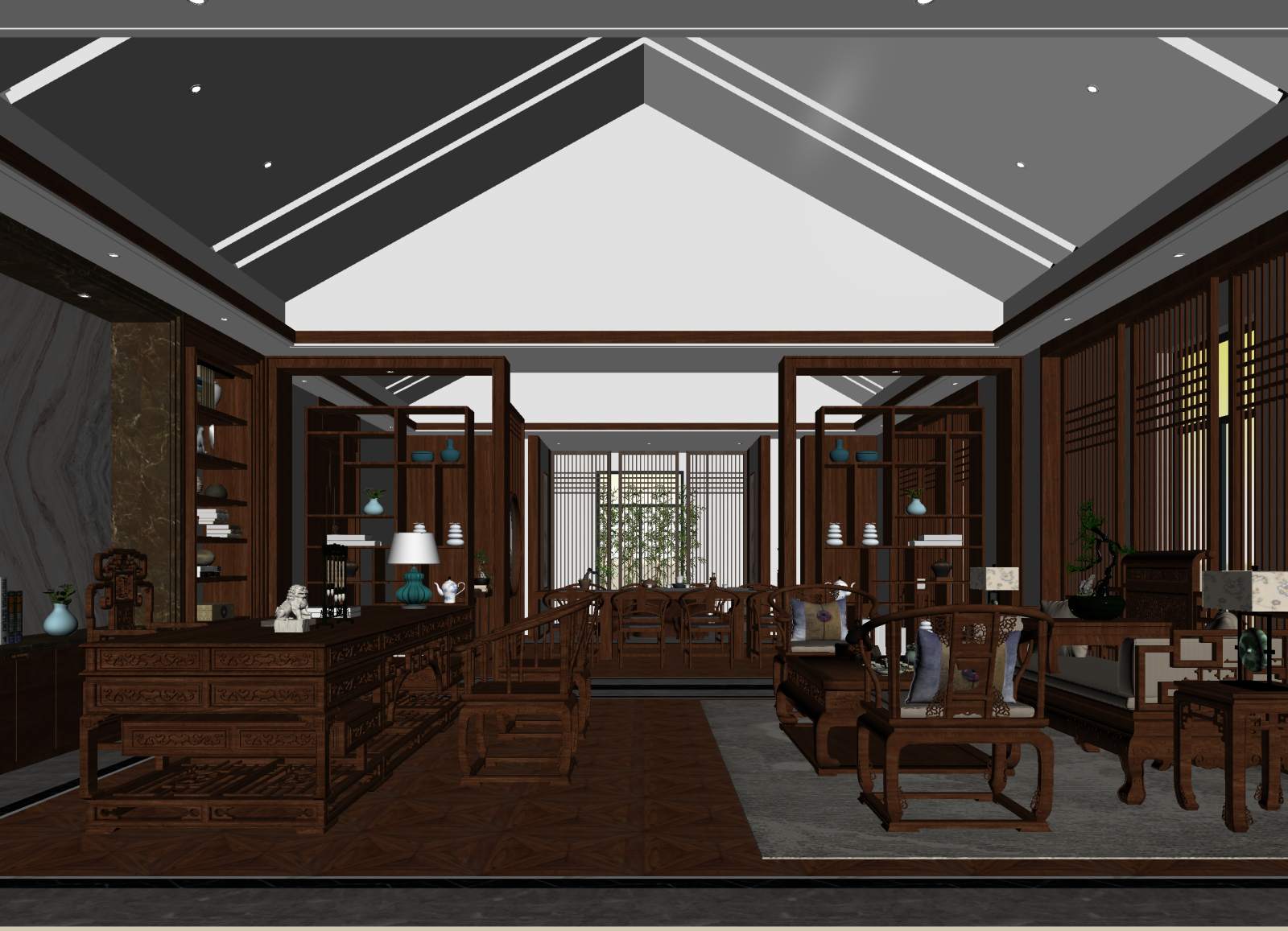 新中式茶馆3D模型下载【ID:1214133842】