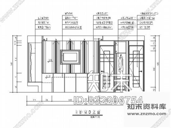 图块/节点现代主卧室立面图cad施工图下载【ID:832206754】