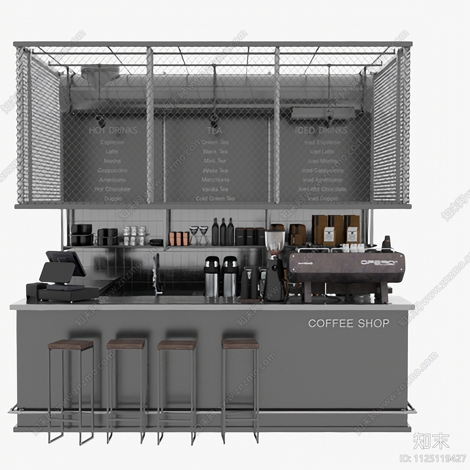 工业风吧台3D模型下载【ID:1125119427】