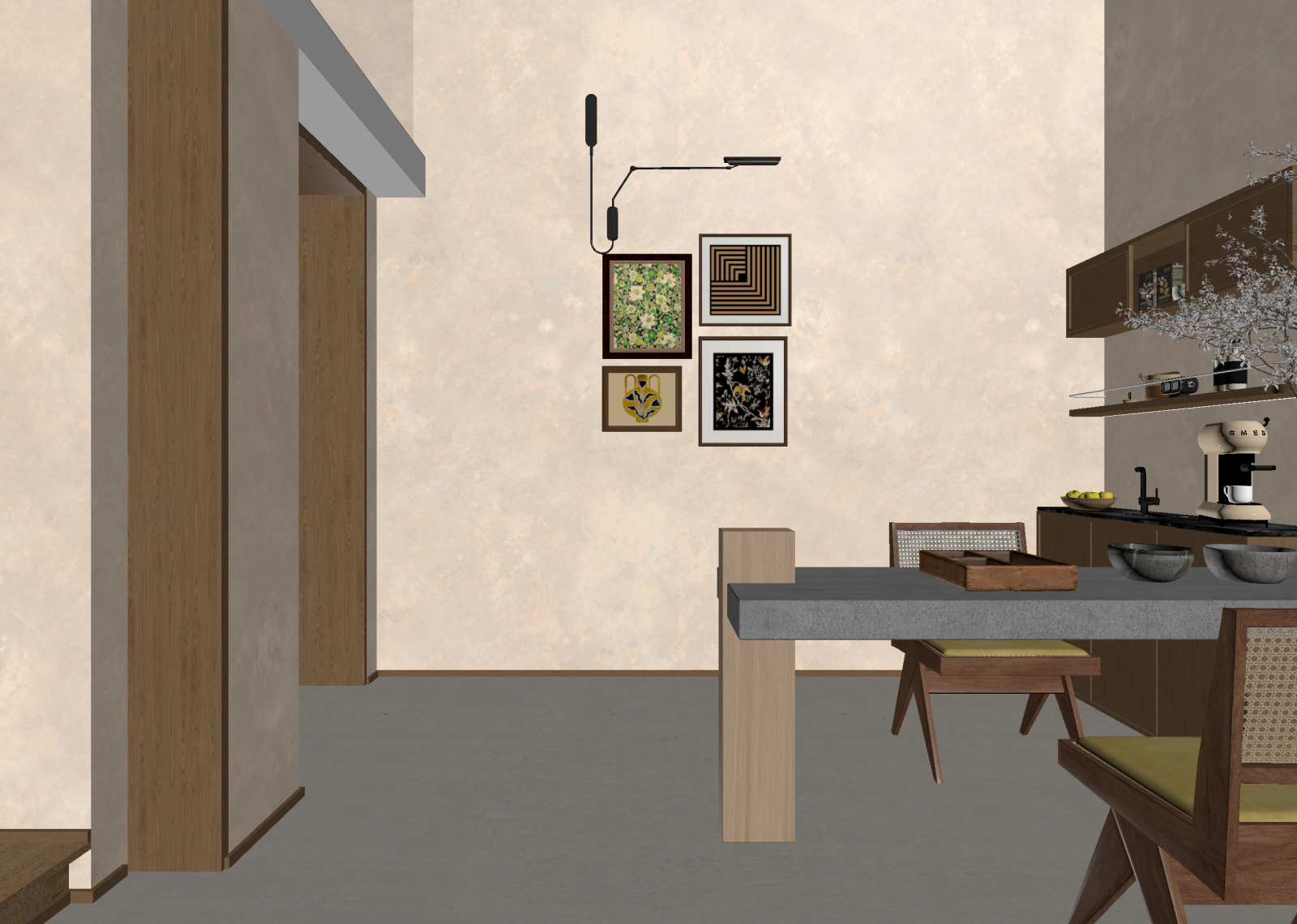 复古家居餐厅3D模型下载【ID:1214652462】