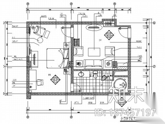 [广东]某四星酒店小套房施工图cad施工图下载【ID:167457197】
