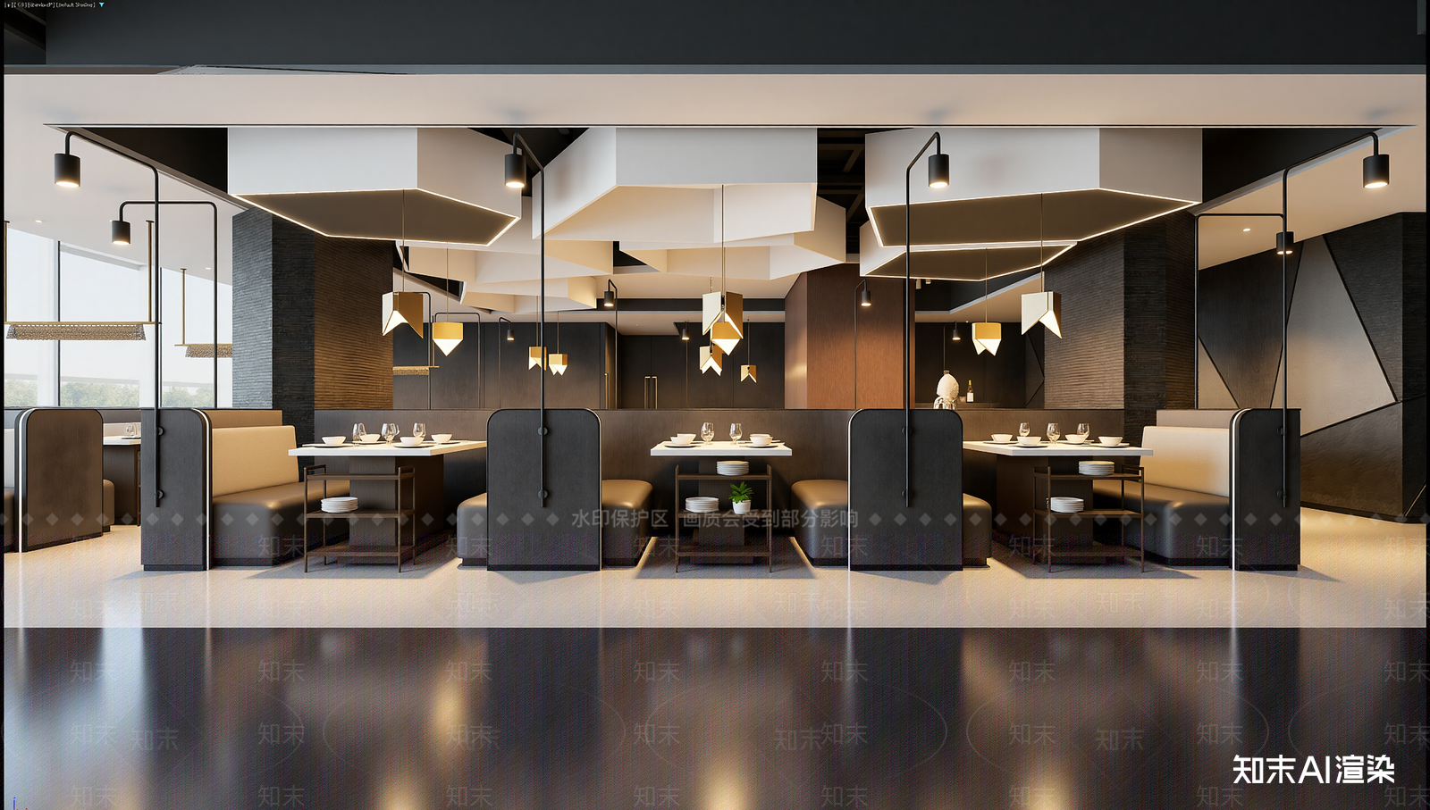 现代酒店餐厅3D模型下载【ID:1221683212】
