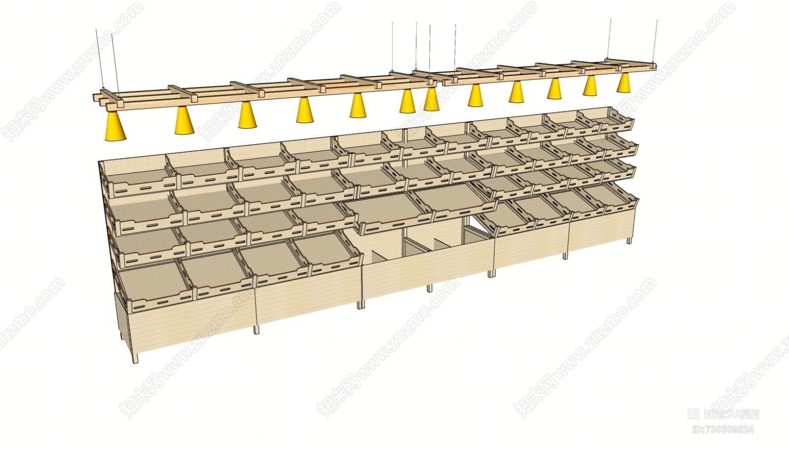 面包展示柜SU模型下载【ID:730309524】