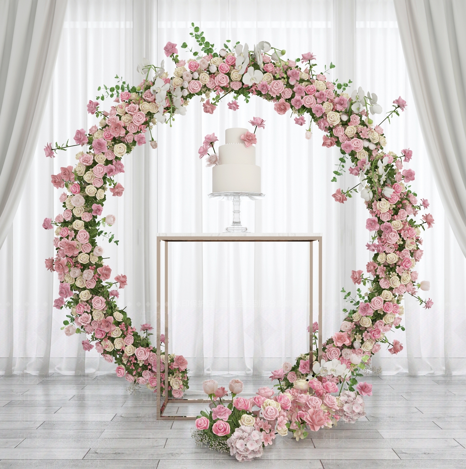 现代婚庆花圈拱门3D模型下载【ID:633893518】