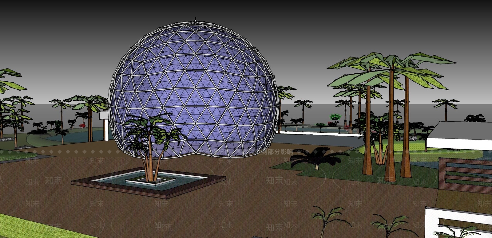 球形刚结构小品建筑SU模型下载【ID:632518619】