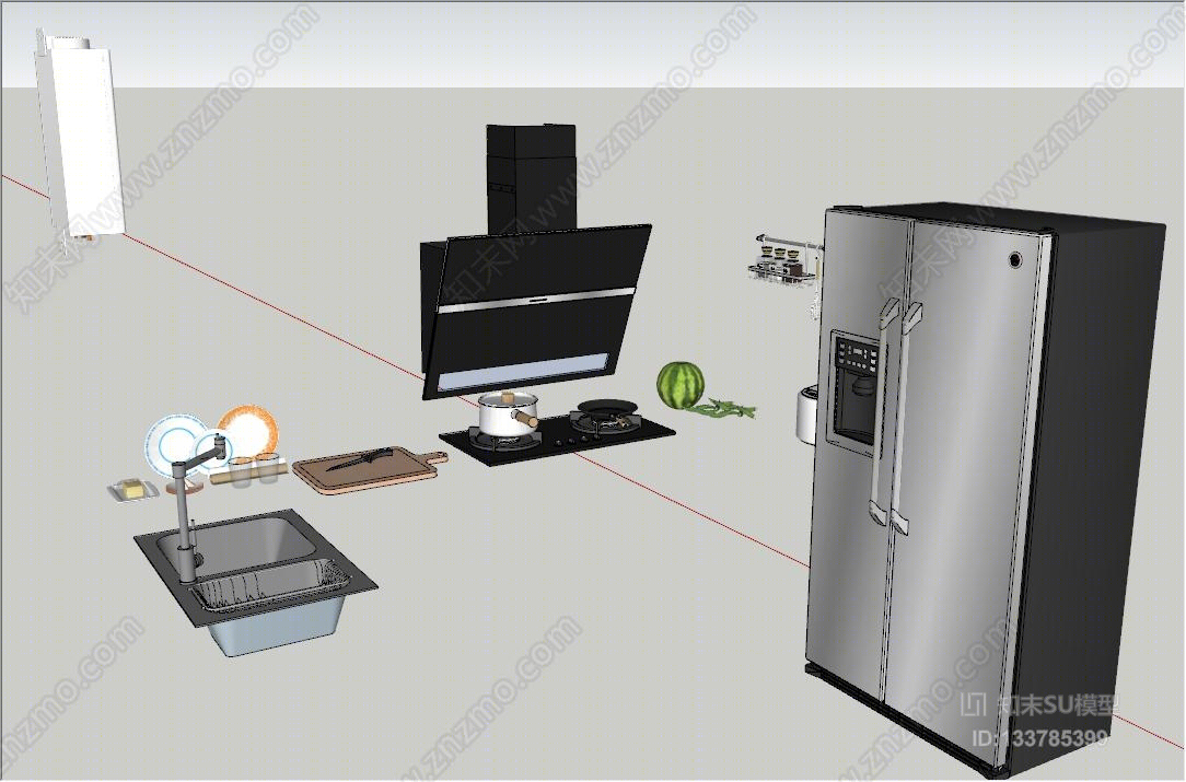 厨房组合SU模型下载【ID:133785399】