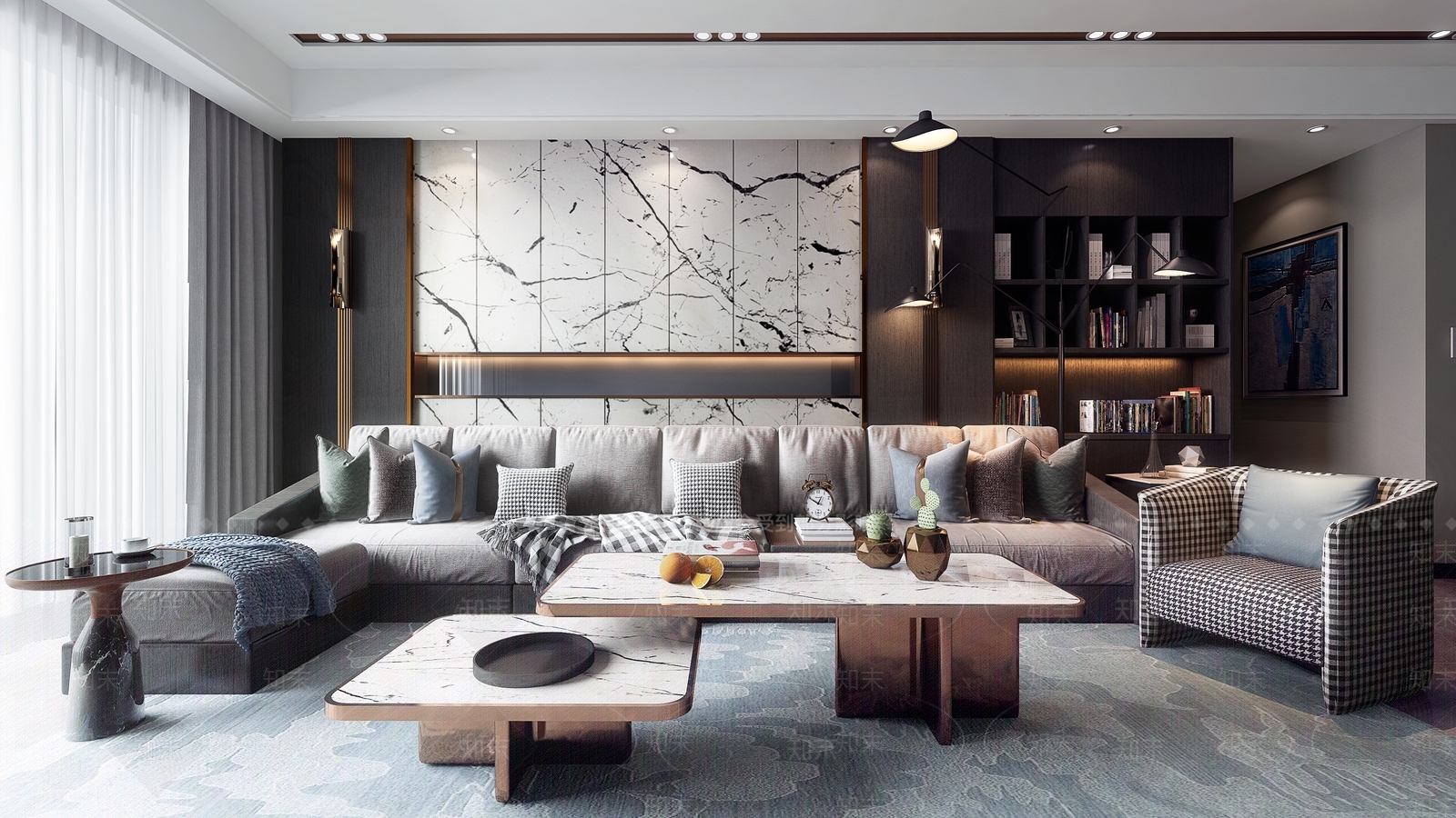 现代港式轻奢客厅3D模型下载【ID:733048720】