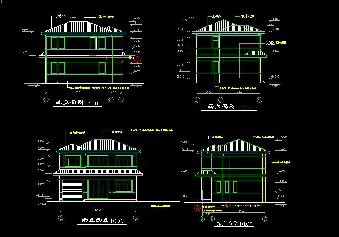 5套别墅建筑结构施工图cad施工图下载【ID:530038434】