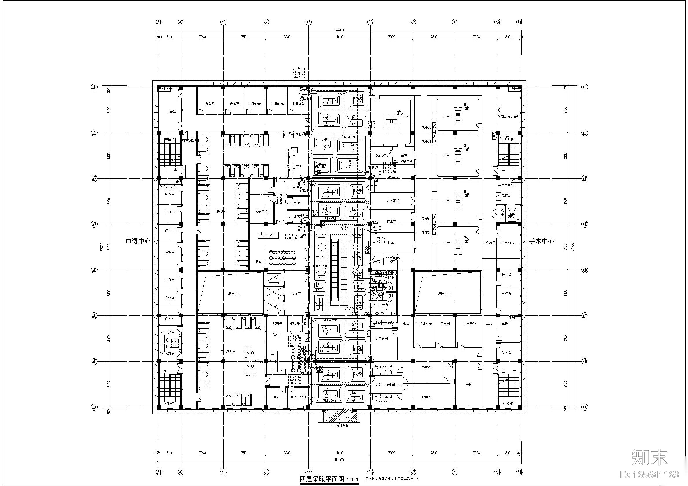 宣化中医院门诊楼采暖图cad施工图下载【ID:165641163】