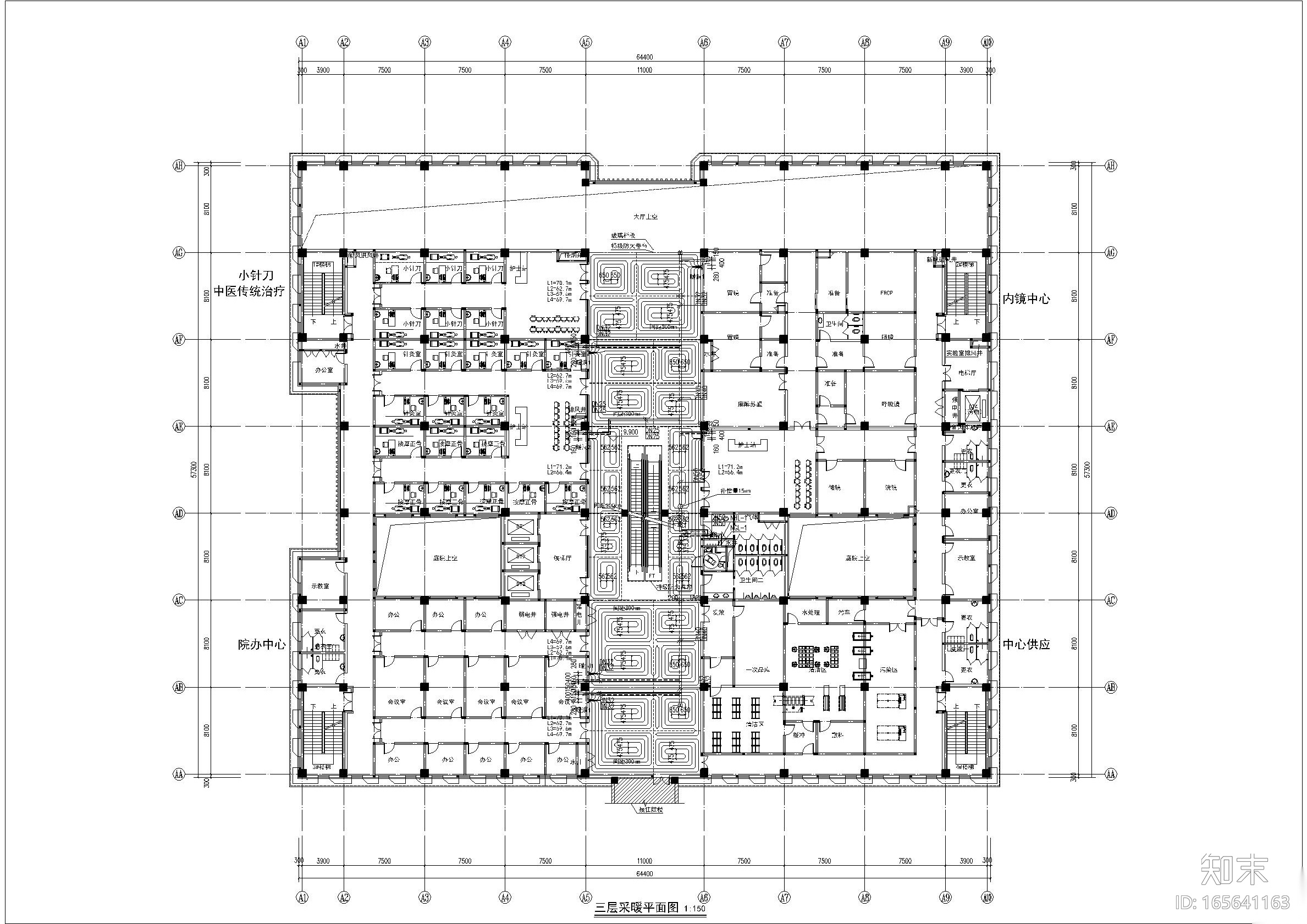 宣化中医院门诊楼采暖图cad施工图下载【ID:165641163】