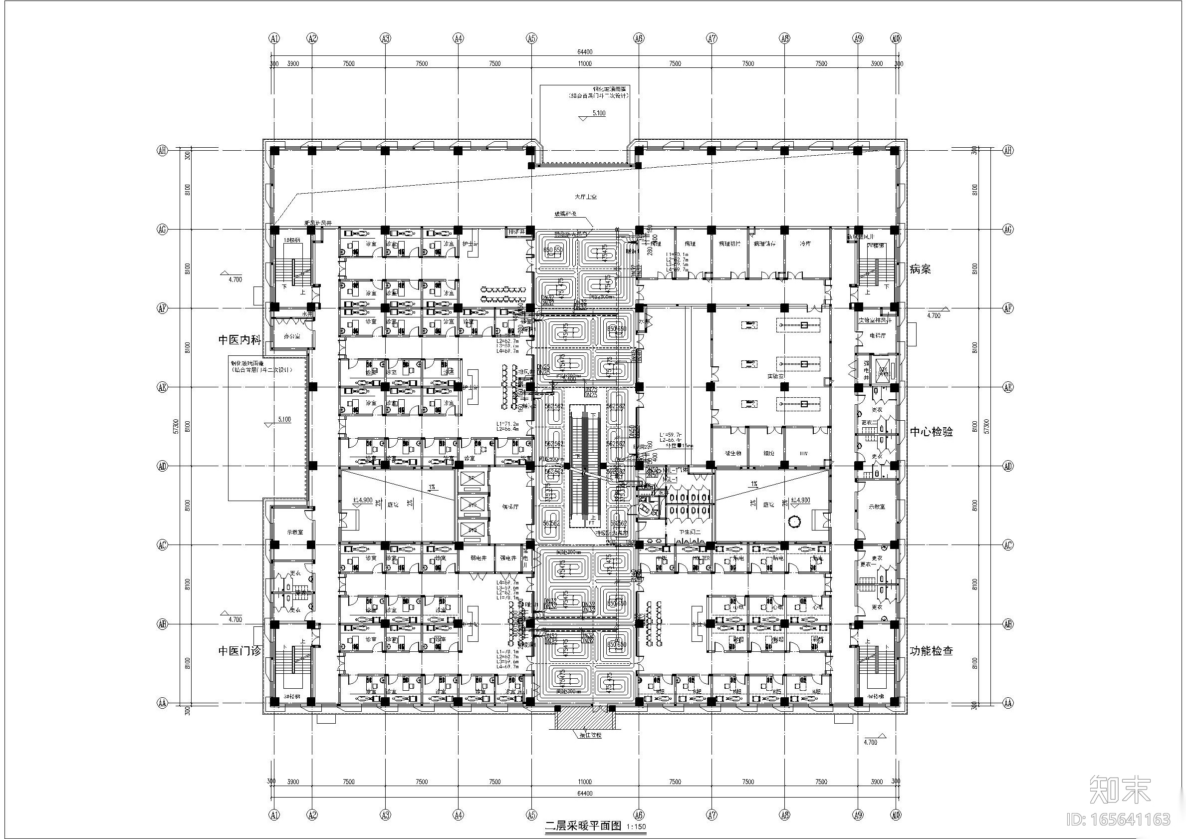 宣化中医院门诊楼采暖图cad施工图下载【ID:165641163】