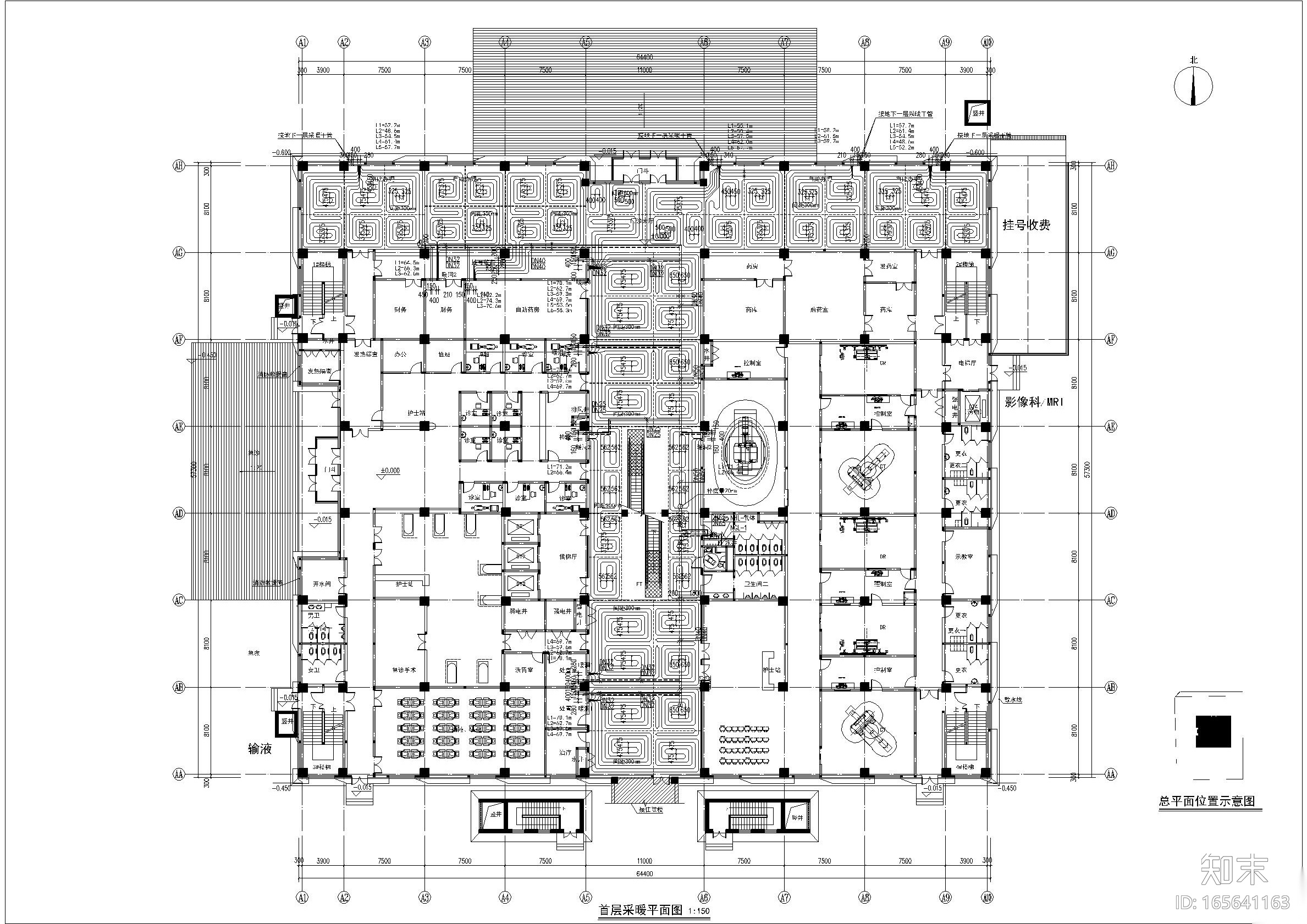 宣化中医院门诊楼采暖图cad施工图下载【ID:165641163】