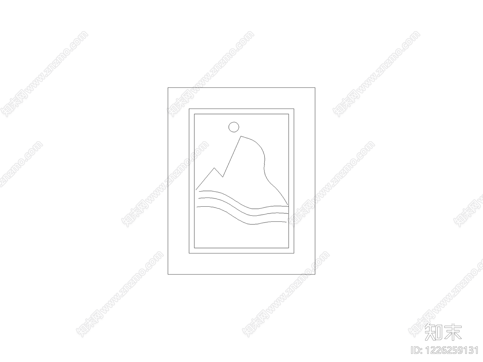 陈设类立面挂画cad施工图下载【ID:1226259131】