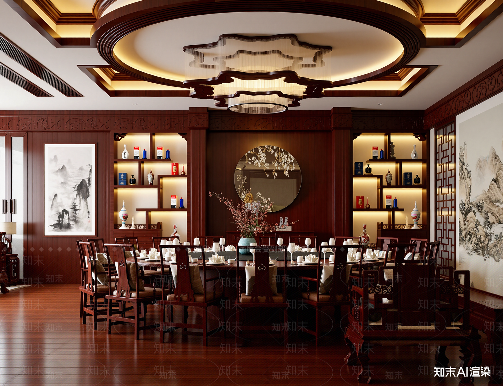 中式中餐厅3D模型下载【ID:1213988556】