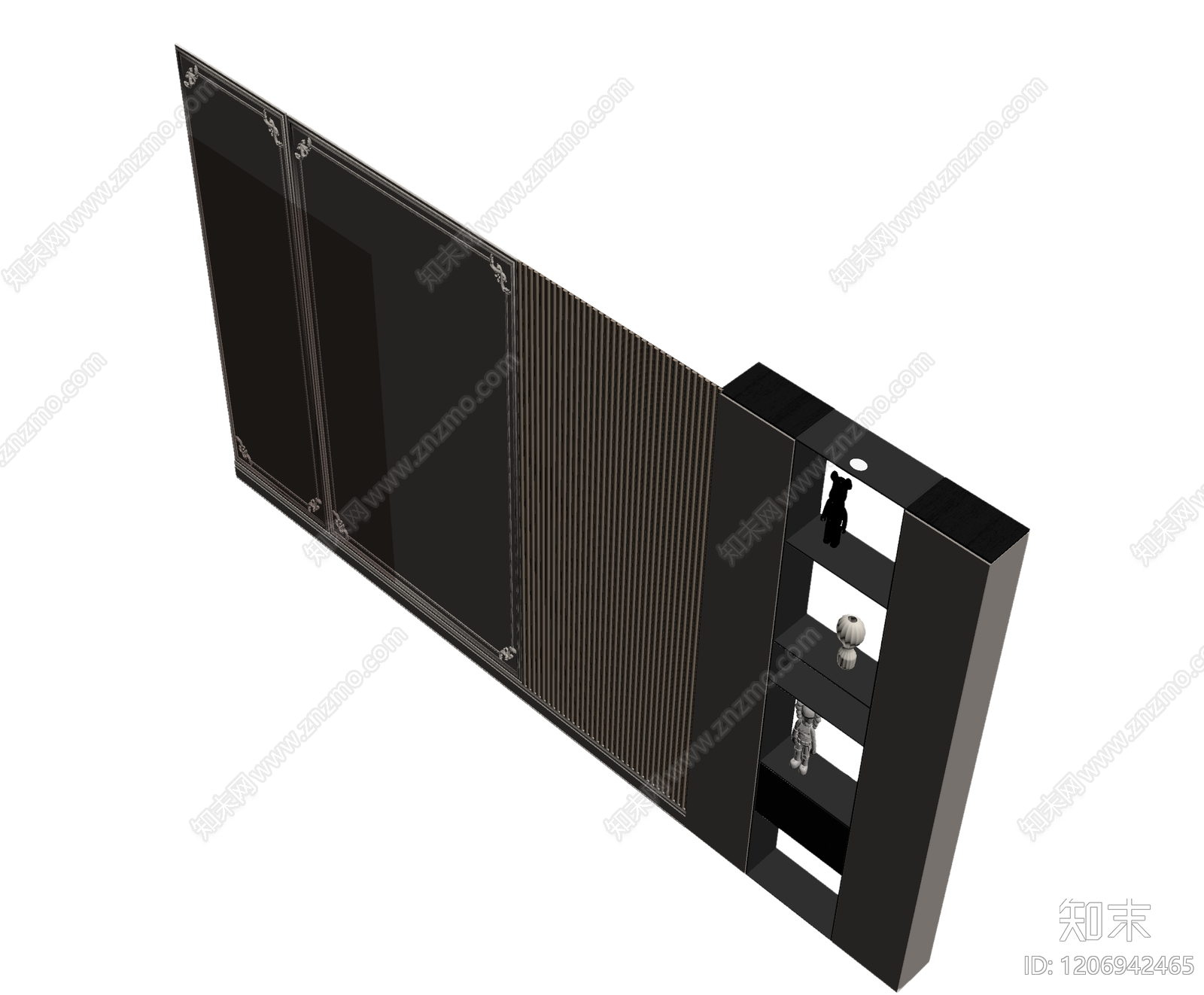 组合式电视墙装饰柜3D模型下载【ID:1206942465】