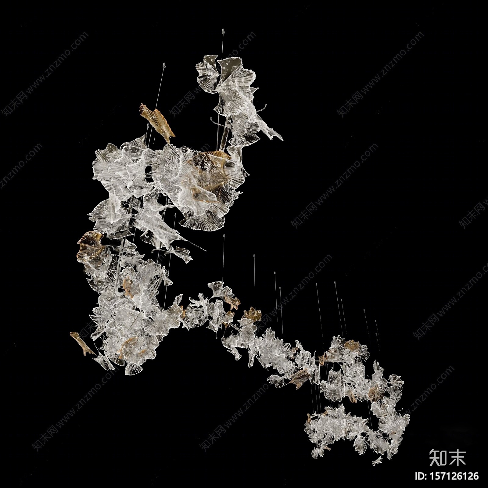 现代树叶水晶装饰灯3D模型下载【ID:157126126】