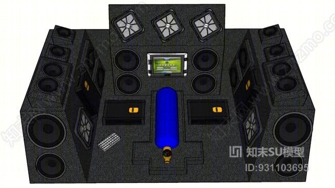 悍马H2定制低音炮箱SU模型下载【ID:931103695】