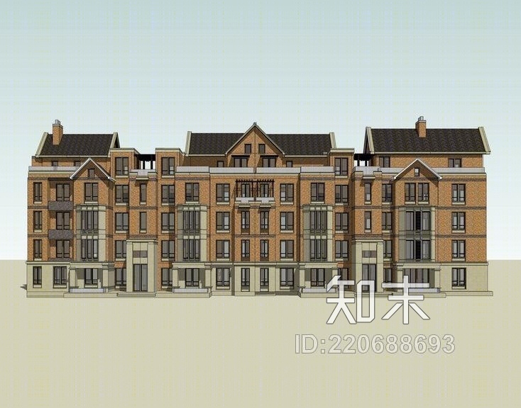 英式叠拼别墅SU模型下载【ID:220688693】