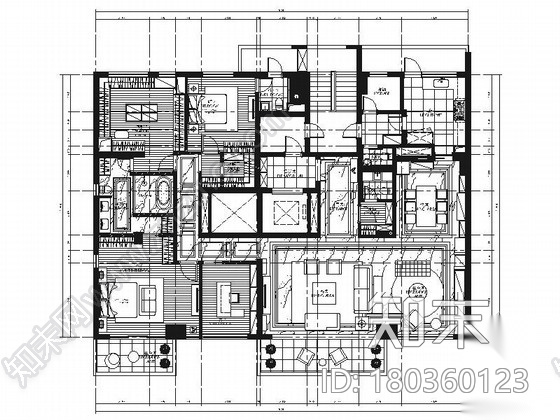 [上海]精品高档简欧风格四居室豪宅室内装饰施工图（含效...cad施工图下载【ID:180360123】